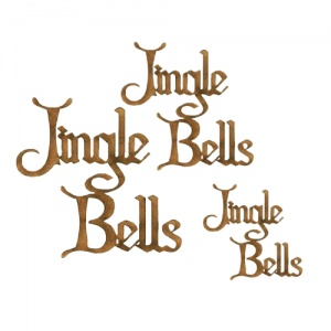 Jingle Bells - Wood Words cut out in Christmas Card font